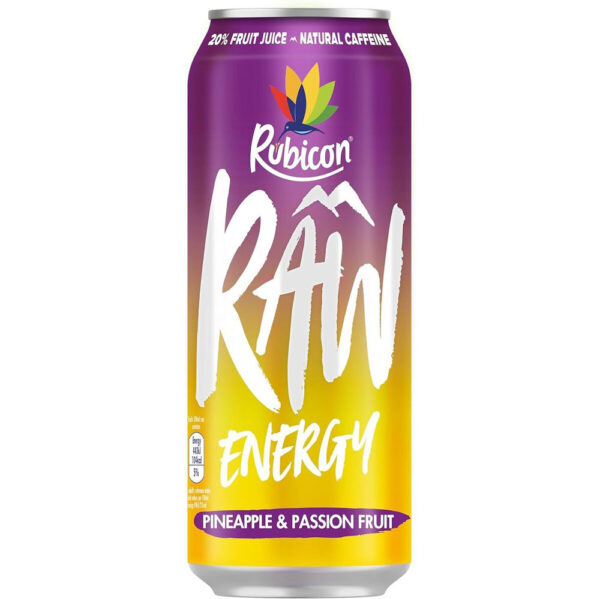 Rubicon Raw Energy Pineapple Passion 500ml x 24 - PROFIT BOOSTER (BB 31/10/25)